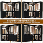 Aheaplus Closet System with 6 Drawers, 4 Hanging Rods & Corner Tower, Corner Closet System with Hanging, 86.8" L-Shaped Walk-In Wardrobe Organizer, 2000+ lbs Capacity, Set of 3, Black