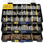2300 Pieces Hardware Assortment Kit - Metric & SAE Machine Screw Assortment Kit with Assorted Nuts, Bolts, and Washers (3 Trays)