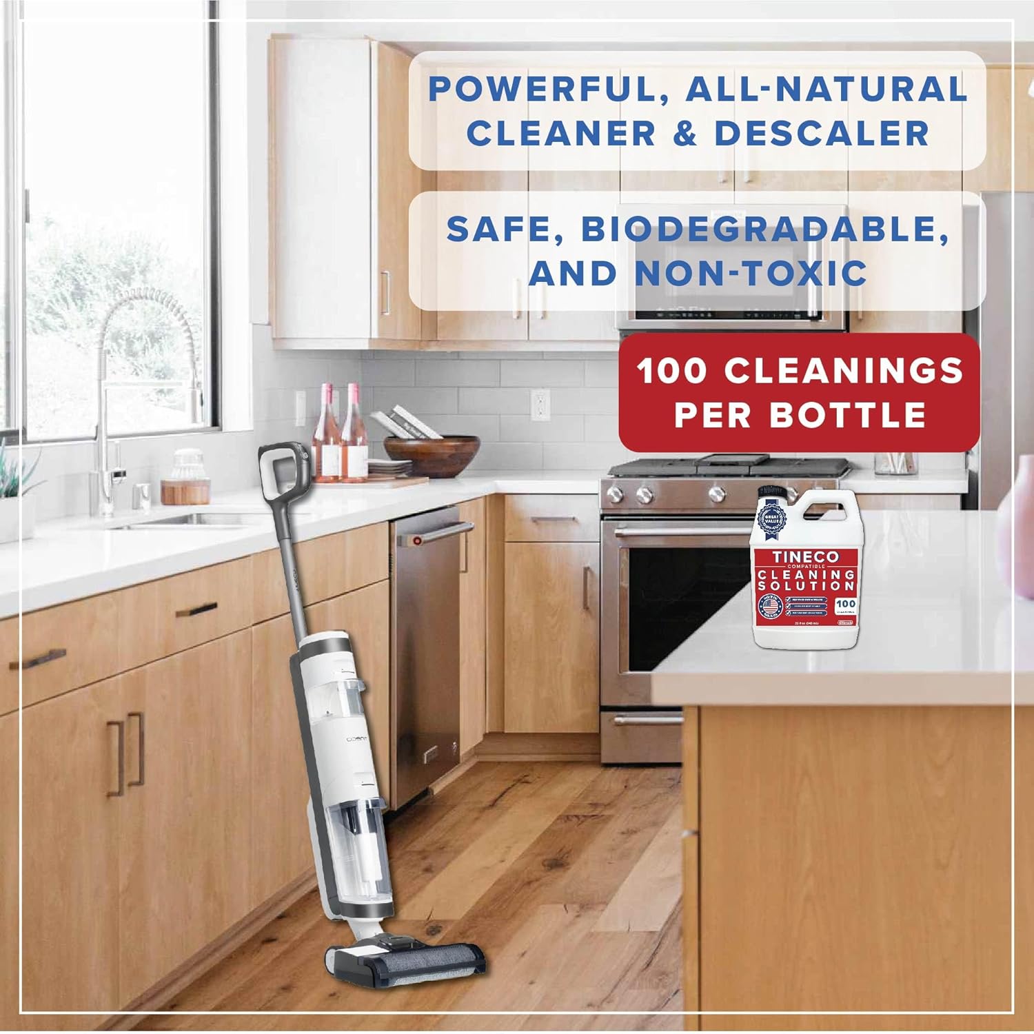 Floor Cleaner Compatible with Tineco - 100 CLEANINGS - 32oz Floor Cleaning Solution for Tineco - Universal Wood Floor Cleaner - Safe, All-Natural - For iFloor3, S7 Pro, S3, S5, S6 (No Steam Models)