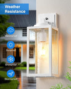 VIANIS Dusk to Dawn Outdoor Lighting, 2-Pack Large Size White Exterior Light Fixtures with Tempered Seed Glass, Waterproof Outdoor Wall Light Fixture, Anti-Rust Porch Lights Outdoor for Porch, Garage