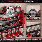 Power Tool Organizer Wall Mount,Cordless Drill Organizer,4 Layers Large Capacity Tool Rack with 8 Drill Holders (RED)