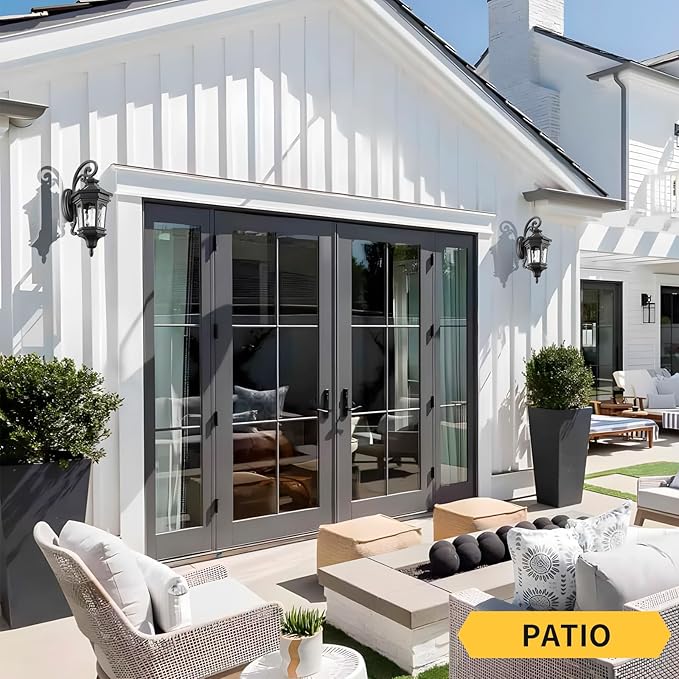 Darkaway Outdoor Wall Light, 22.6inch Large Outside Wall Sconce Light Anti-Rust Waterproof Aluminum with Water Ripple Glass for Patio Yard Doorway Garage