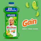 Mr. Clean All Purpose Cleaner, Floor Cleaner for Mopping Home, Bathroom, & Kitchen, Cleaning Liquid for Mop & Bucket, Cleaning Supplies, Multi-Surface Dilutable, Gain, 41oz (Pack of 4)
