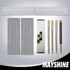 MAYSHINE 18" 360 Spin Microfiber Mop System w/ 2 Premium and 2 Standard Microfiber Pads | Use on Hardwood, Tile, Laminate, Vinyl Wet or Dry | Flat Dust Mop with 67" Extendable Steel Handle