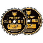 FOXBC 6-1/2 inch Circular Saw Blade 24T 60T Combo Pack, Wood Cutting, Thin-Kerf with 5/8" Arbor