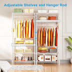 Ulif H4 Mini Portable Closet, 4 Tiers Freestanding Clothing Garment Rack for Small Space, Metal Clothes Wardrobe System for Bedroom, 23.6" W x 14" D x 76.4" H, Load 502 lbs, White