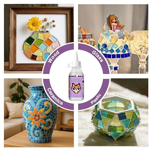 200g Mosaic Tile Glue Clear, Mosaic Adhesive, Strong Bond, Fast Drying, Waterproof, Non-Toxic, Perfect for DIY Tile Art Projects & Craft Enthusiasts