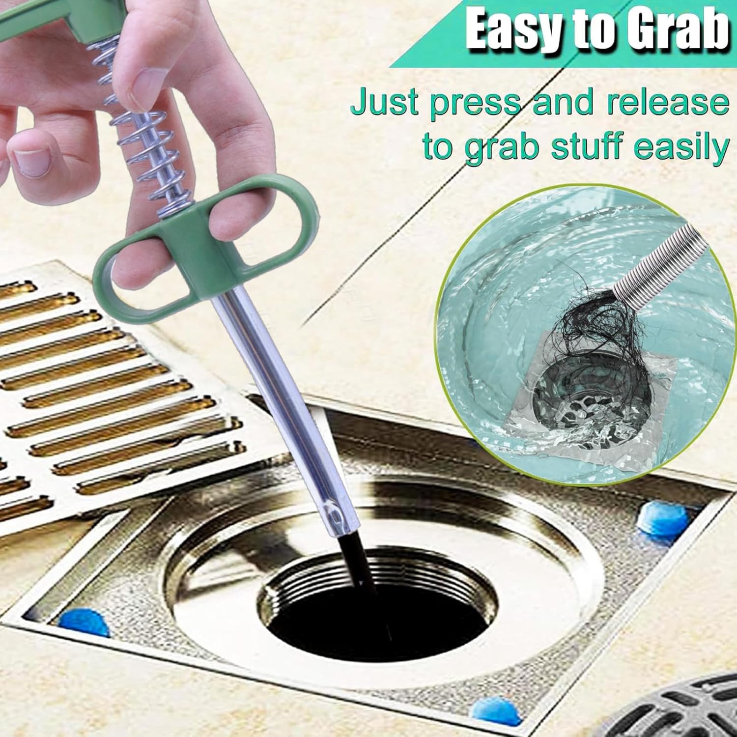61 Inch Hair Drain Clog Remover，Drain Snake- Flexible Gutter Cleaning Tools for Home Sink, Bathroom Tub,Drain, Toilet, Tight Spaces
