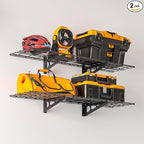 1x4 ft Garage Shelving, 2-Pack Wall-Mounted Shelves for Garage, Kitchen, Pantry Storage, 300 lbs Total Load Capacity Wall Shelving, Black