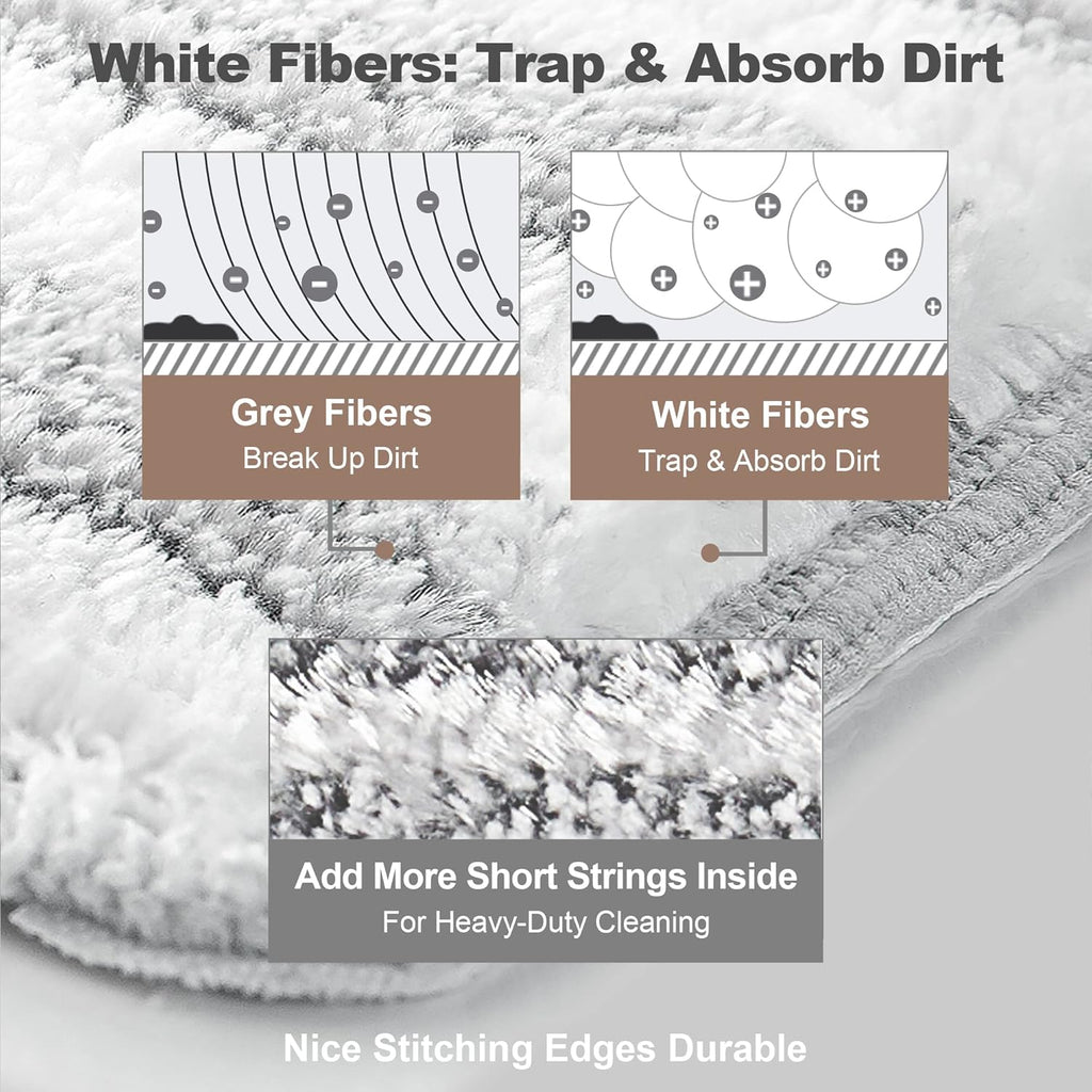 JOYMOOP Flat Mop Pads, Microfiber Mop Cleaning Pads, Washable Pads, Pads Replacement Flat Mop or Mop Bucket Set, Pack of 4 Refills 13inch - Grey and Stripe