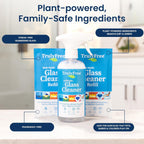 Truly Free Natural Glass Cleaner - Removes Dirt & Debris for Sparkling Clean Windows & Glass Surfaces at Home, Office & Garage, Includes: 1 Refillable Empty Bottle (16oz) & 2 Refills (3oz ea)