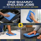 Premium Large Shammy Towel for Car - 2pk (26"x17") - Super Absorbent, Streak-Free, Lint-Free, Scratch-Free Cloth for Cars, Boats, Home - Long Lasting Synthetic Leather Chamois + Hanging Storage Tubes
