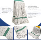 Eccliy 3 Pack Mop Heads Replacement Cotton String Mop Heads Heavy Loop Commercial Refills Replacement Bulk Heavy Duty Wet Refills for Home Industrial Commercial Floor Cleaning