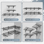 4 Pack Heavy Duty Garage Wall Shelving Set (2x3ft), Wall Mounted Garage Shelves 1000lbs Capacity, 24"x72" Shelf Storage Rack Floating Shelves, Black