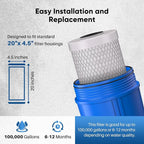 PUREPLUS 5 Micron 20" x 4.5" Whole House Coconut Shell Activated Carbon Water Filter Replacement Cartridge, Compatible with FC25B, EPM-20BB, CB-BB-20, CTO-F20B-5, 155783-43, 2 Pack