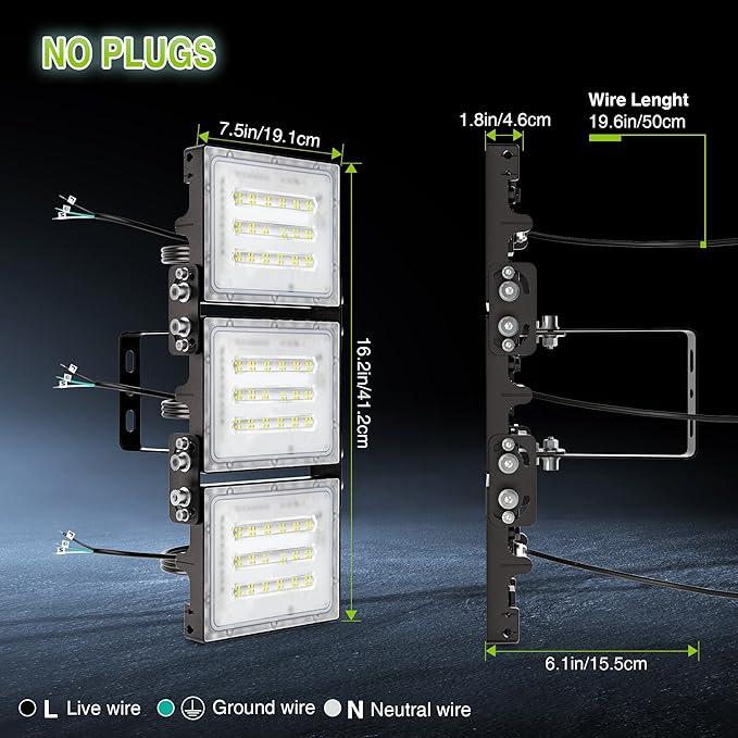 STASUN 2 Pack 150W LED Flood Lights, Mini Series Outdoor Floodlight, 15000LM 6000K Daylight White IP66 Waterproof 3 Adjustable Heads LED Exterior Flood Light for Yard, Driveway, Garage, Patio, Porch