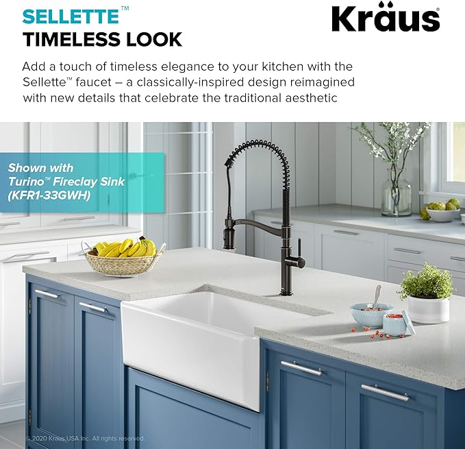 KRAUS Sellette Commercial Style Pull-Down Kitchen Faucet and Deck Plate in Oil Rubbed Bronze, KPF-1683ORB