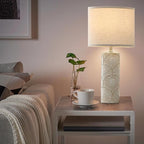 25.25" Tall White Lamps Set of 2 with Floral Design, Farmhouse White Ceramic Lamps Set of 2 for Bedroom, Living Room, Beige Table Lamps for Nightstands, Console Table