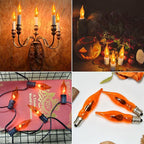 12 Pack C7 Orange Flickering Flame Light Bulbs, 1W 120V E12 Flame Replacement Bulbs for String Lights, Great for Indoor Outdoor Patio Garden Home Party Christmas Halloween Decorations