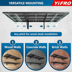 2-Pack 1.5x4ft Heavy Duty Garage Wall Shelving, 500 lbs Load Capacity, Garage Shelving Wall Mounted, Garage Storage Rack with Hooks, Black