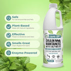 Mighty Mint Drain Maintainer with Enzymes – Drain Cleaner Controls Bad Smells and Prevents Buildup for Drains, Grease Traps, Septic, 32oz