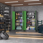 Greenvelly Metal Garage Storage Cabinet, 72" Black Green Tool Steel Locking Cabinet with Doors and 4 Shelves, Tall Cabinets for Garage Storage Systems Lockable File Cabinet for Home Office,Garage
