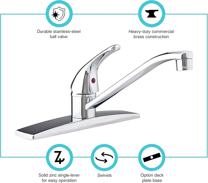 Dura Faucet DF-NMK600-CP RV Swivel Kitchen Sink Faucet (Chrome)