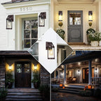 2-Pack Outdoor Wall Lights, Waterproof Light Fixtures Wall Mount with Clear Ribbed Glass, Modern Brown Exterior Wall Sconce Front Porch Outside Lights for House, Patio, Garage, Bulbs Not Included