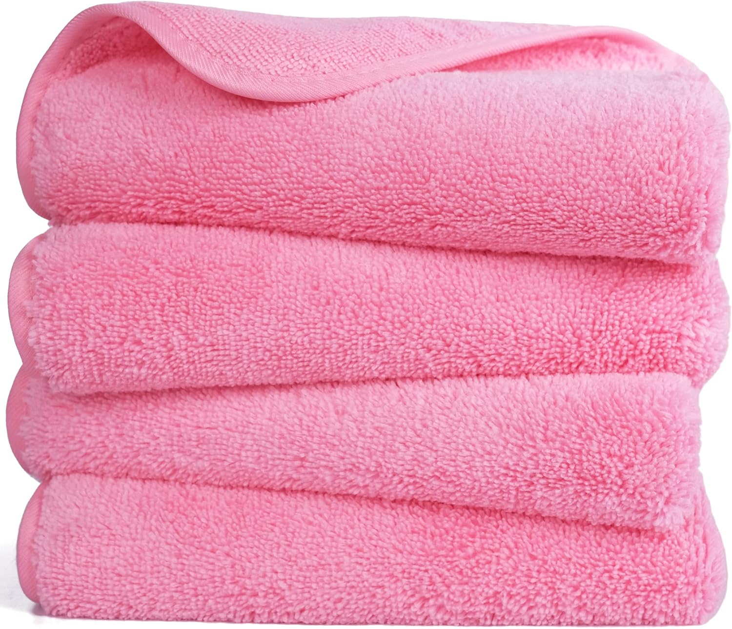 POLYTE Quick Dry Lint Free Microfiber Hand Towel, 16 x 30 in, Set of 4 (Pink)