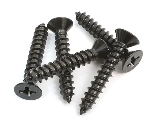 Bolt Dropper #6 x 3/4 Inch Wood Screws, Pack of 100 - Xylan Coated Stainless Steel Flat Head Phillips Black Screws - Corrosion Resistant for Wood, Drywall Applications, and Outdoor Use