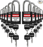 TRADESAFE Lockout Tagout Lock Sets, 10 Black Keyed Alike Safety Padlocks, 2 Keys Per Lock, OSHA Compliant Loto Locks, for Lockout Tag Out Stations - Premium Grade