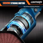 LDHTHOPI 1800W Burnishing Polishing Machine, 110V Handheld Electric Stainless Steel Polisher, 8 Variable Speed, 3100RPM for Metal with 2 Wheels, Stainless Steel, Wood