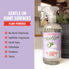 Rebel Green Natural 16 oz All-Purpose Cleaning Spray with 64 oz Refill Bottle - Plant-Based Multi-Surface Cleaner for Kitchen, Bath, Countertops and More - Lavender & Grapefruit Scent