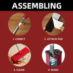 Mop and Bucket with Wringer Set, Flat Mop and Bucket, Squeeze Floor Mop with 3 Washable Microfiber Mops, Wet and Dry Use, Household Cleaning Tools, for Hardwood Floor, Laminate, Tile