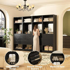 Unikito 100 Inch Closet System with Drawers, 8FT Sturdy Closets Organizer with Storage Shelves and Mirror Design, Freestanding Wood Walk in Closet Towers, Easy Assembly, Max Load 2000 LBS, Black