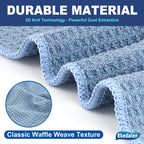 Microfiber Cleaning Cloth Waffle Weave for Dusting Absorbent Towel Quick Drying Dust Rags Household Kitchen, Lint Free Streak Free, 6 Pack,12 x 12 Inches, Blue