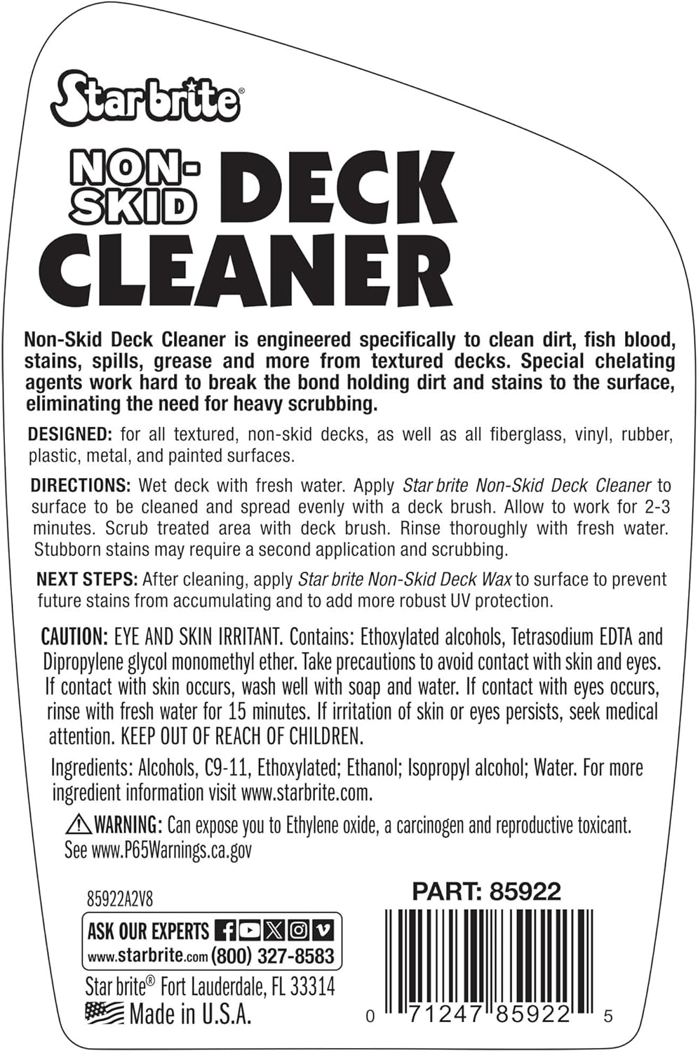 STAR BRITE Non-Skid Deck Cleaner & Protectant Ultimate Boat Deck Wash - Protects Against Future Stains & UV - Ideal for Fiberglass, Vinyl, Plastic, Painted & Metal Surfaces