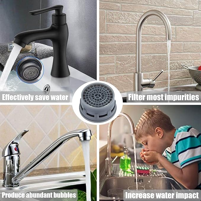 Faucet Aerator, 1.5 GPM Flow Restrictor Plug-In Faucet Aerator Replacement Parts for Bathroom or Kitchen (Green 20 Pieces)