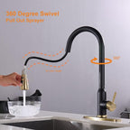 Touch Kitchen Faucet,KEER Smart Kitchen Sink Faucet with Pull Down Sprayer, Touch on Activated Kitchen Bar Sink Faucet Brushed Nickel, Stainless Steel (Matte Black Gold)