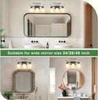 DORESshop 17 Inch Bathroom Light Fixtures, 3-Light Black Bathroom Vanity Light Over Mirror with Milk Glass Shade, Vanity Lights for Living Room Bedroom