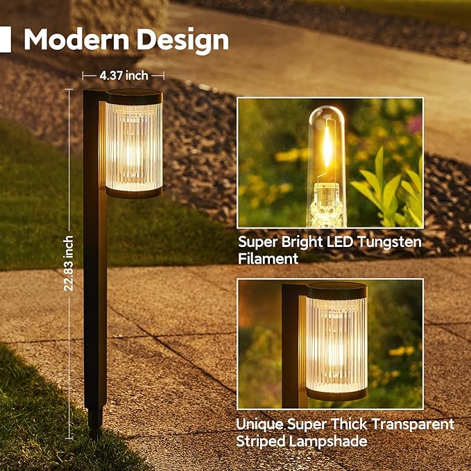 Solar Pathway Lights Outdoor, 6 Pack Upgraded Outdoor Solar Lights for Outside Super Bright Up to 12Hrs, IP65 Waterproof Solar Garden Lights for Yard Path Walkway Decor Landscape Lighting