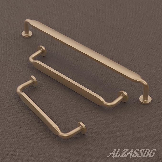 Alzassbg 6 Pack Champagne Bronze Cabinet Handles, 5 Inch(128mm) Hole Centers Arch Modern Cabinet Pulls Kitchen Cabinets Hardware for Cabinets and Drawers AL3503TGP