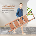GameGem Folding Step Ladder, 4 Step Ladder with Anti-Slip and Wide Pedal, Lightweight Aluminum Step Stool with Handgrip, Space Saving Stepladder for Home and Kitchen, 300 lbs Capacity (Woodgrin