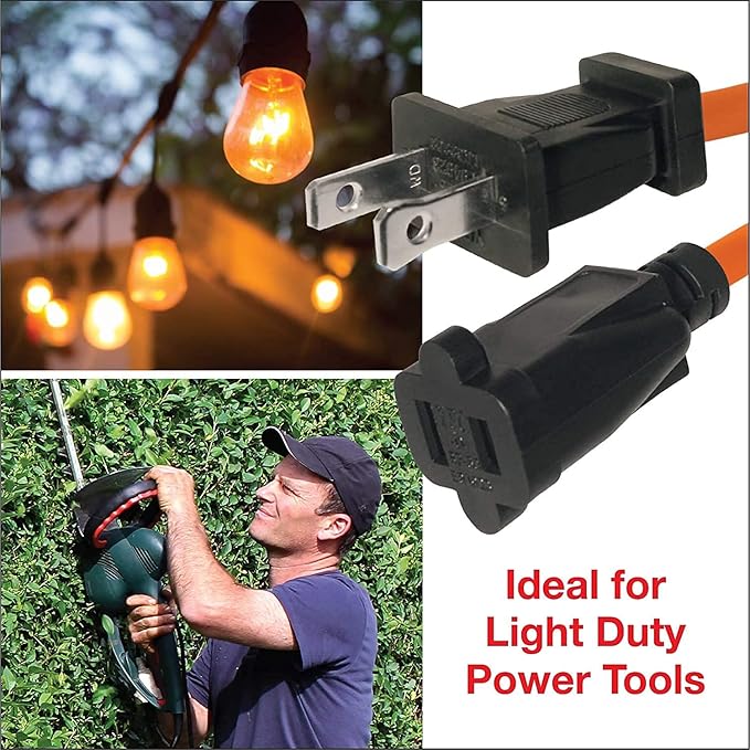 Clear Power 16 Gauge 3Prong Cords (16/2-2-Prong Polarized, Orange, 25 ft)