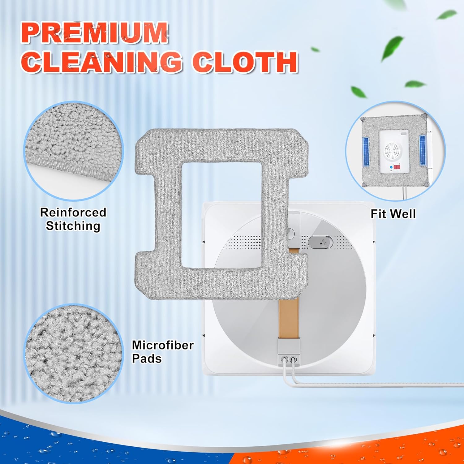 8 Count Cleaning Rag Compatible with Ecovacs Winbot W2 Omni, W1, W1 Pro Window Vacuum Cleaner Robot, Washable Reusable W2 Omni Mop Cloth W1 Mop Pad Accessories