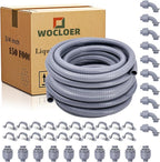 3/4 inch 150 Foot Liquid-Tight Conduit and Connector Kit, Flexible Non Metallic Electrical Conduit, With 10 Straight and 10 Angle Fittings and Pipe Strap