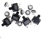 5PCS 15Amp Circuit Breakers with Push Button Reset 32VDC,AC125-250V with Quick Connect Terminals and Waterproof Button Cap