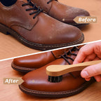 4 Pcs Horsehair Shine Shoes Brush Kit Polish Dauber Applicators Cleaning Leather Shoes Boots Care Brushes Suede Cleaner Brush with Microfiber Shoe Cloth(Wooden Handle A)