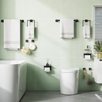 10-Pieces Bathroom Hardware Set, SUS304 Stainless Steel Wall Mounted 16 Inch Towel Bar, Toilet Paper Holder, Towel Hooks, Bathroom Towel Bar Set (Matte Black (Type 2), 10 Piece-16 inch)