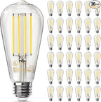 TJOY 36 Pack Vintage 8W ST58 LED Edison Light Bulbs, Dimmable, 60W Equivalent, 800Lumens, 2700K Warm White, E26 Base LED Filament Bulb, CRI80+, Antique Glass Style for Home, Bedroom, Office, Farmhouse